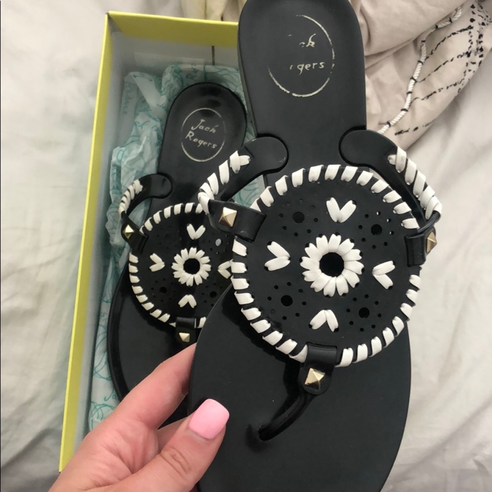 Jack Rogers Georgia Jelly black and white sandals